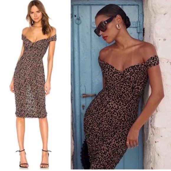MAJORELLE Tabitha Midi Dress in Tan Leopard S - Picture 6 of 17
